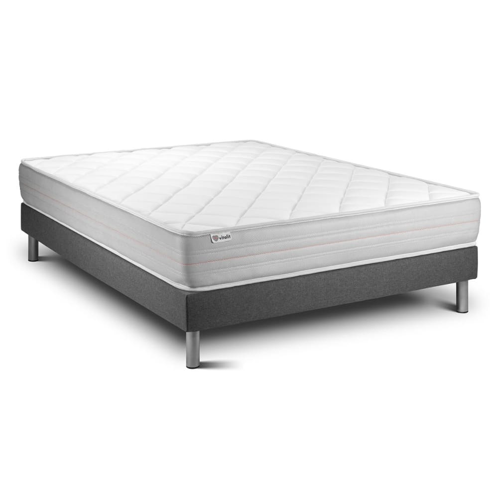 Ensemble 200x200 Matelas Mémoire de forme Sommier kit Gris
