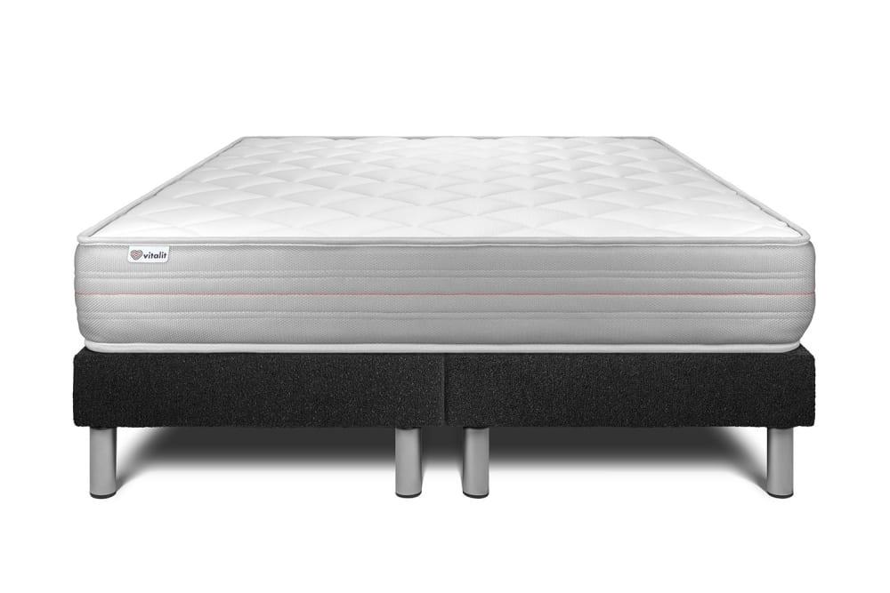 Ensemble 2x90x200 Matelas Mémoire de forme Sommier Noir