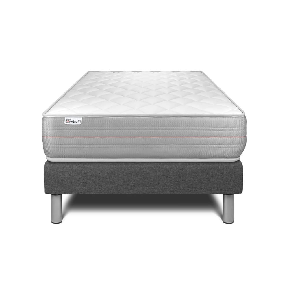 Ensemble 90x190 Matelas Mémoire de forme Sommier Gris