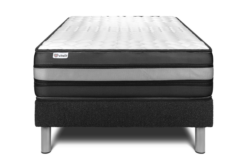 Ensemble 90x190 Matelas Mémoire de forme Sommier Noir