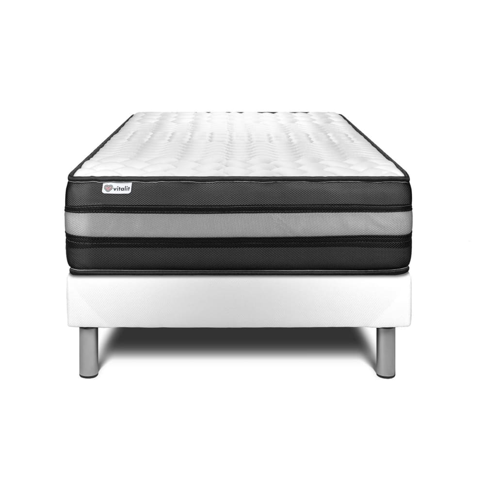Ensemble 90x190 Matelas Mémoire de forme Sommier Blanc
