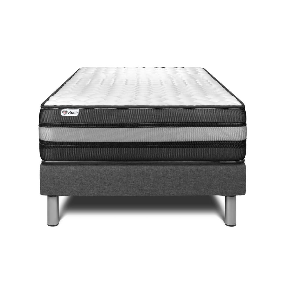Ensemble 90x190 Matelas Mémoire de forme Sommier Gris