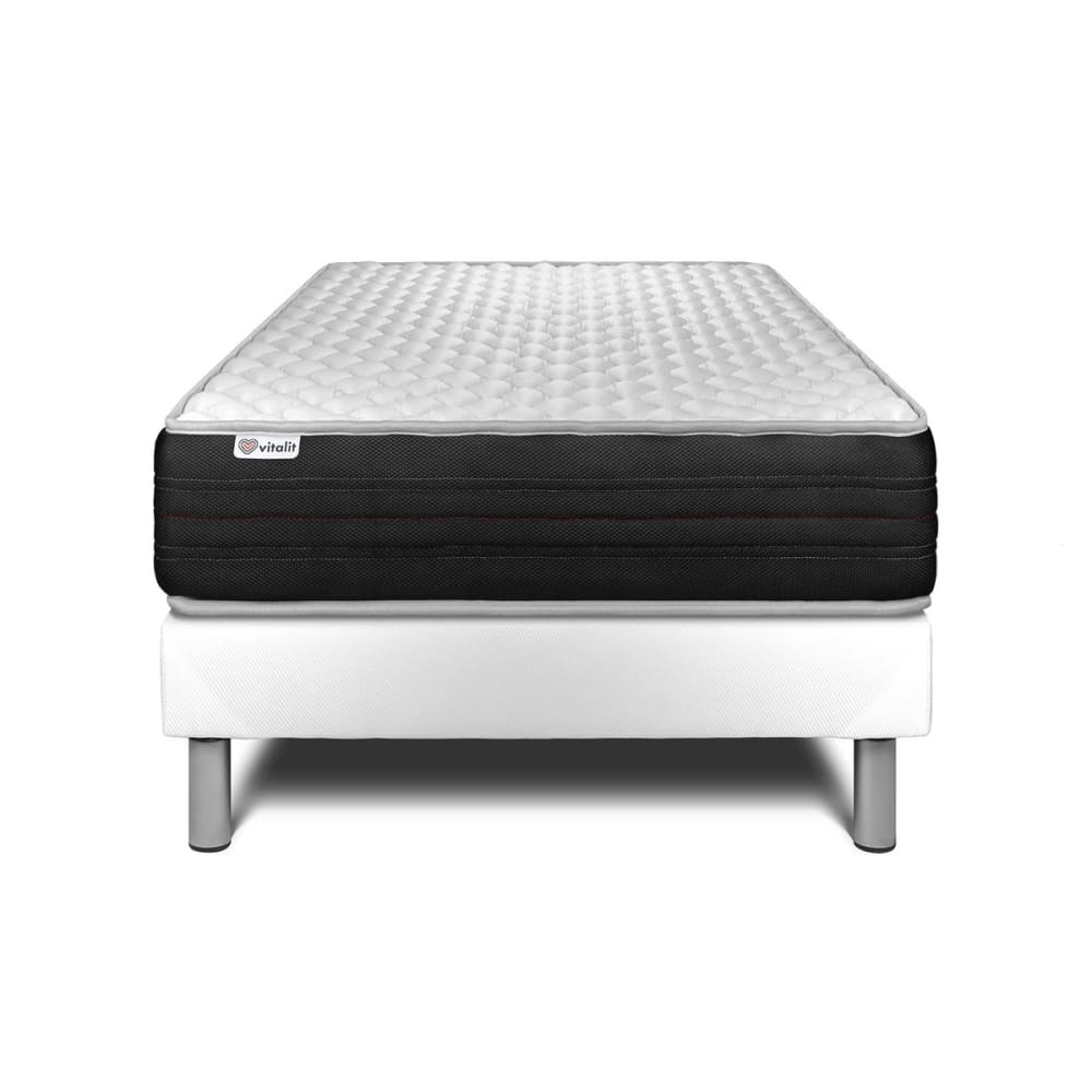 Ensemble 90x200 Matelas Mémoire de forme Sommier Blanc