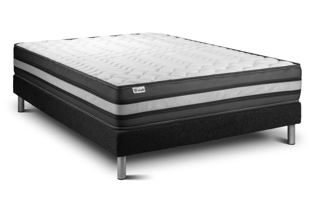 Ensemble 160x200 Matelas Mémoire de forme Sommier Noir