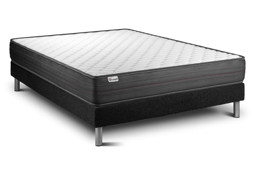 Ensemble 160x200 Matelas Mémoire de forme Sommier Noir