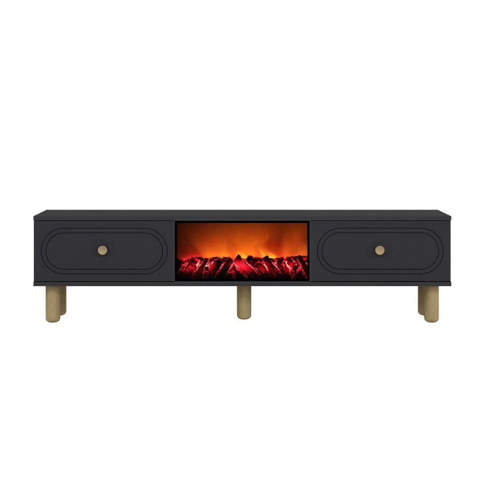 Mueble TV con chimenea LED de 150 cm gris antracita