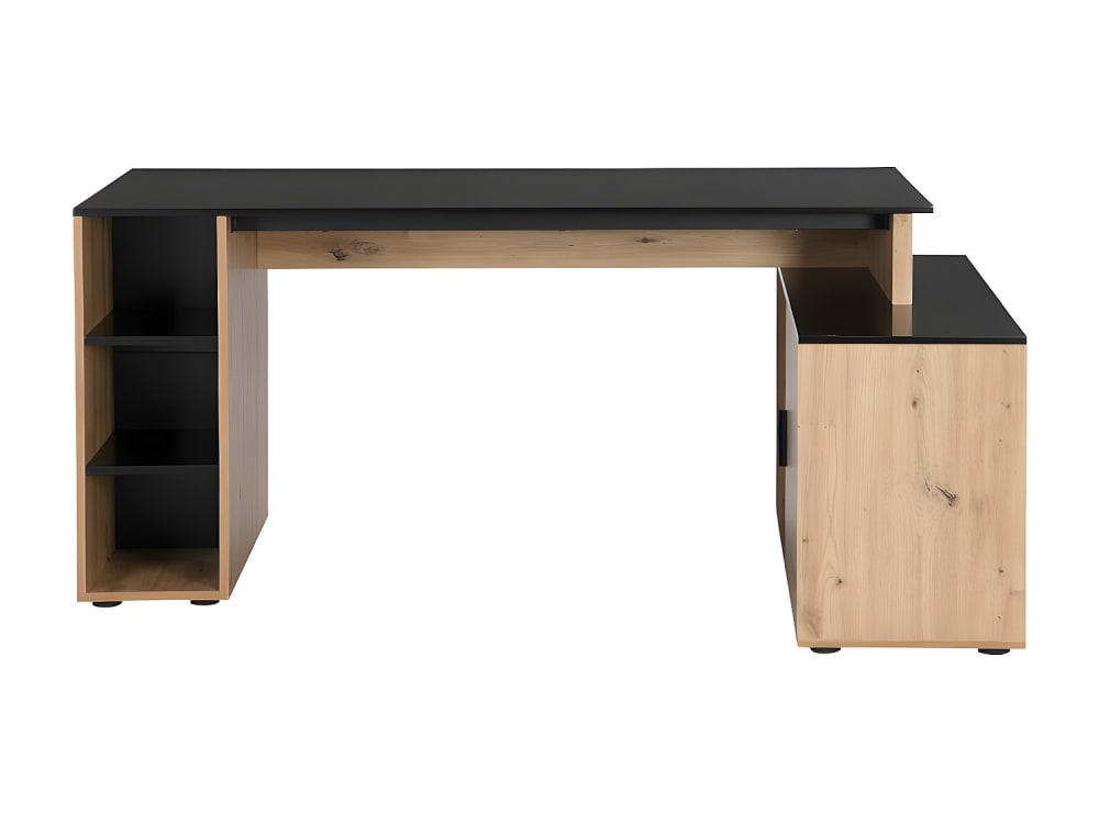 Escritorio tradicional efecto madera negro, color natural claro