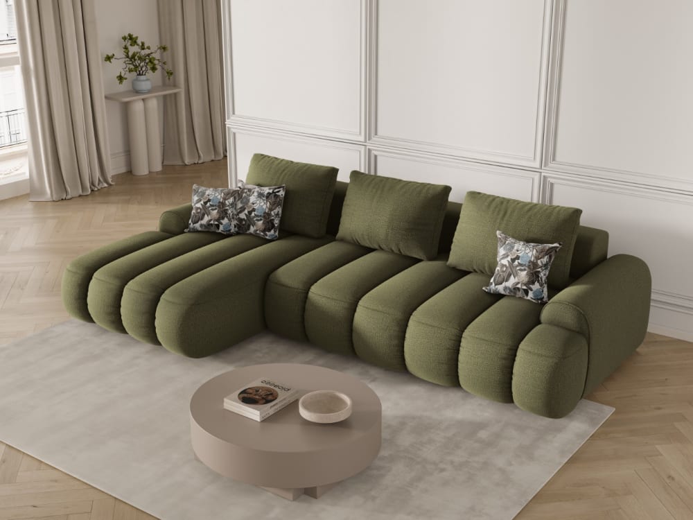 3-Sitzer Schlaf-Ecksofa mit Container aus strukturiertem Stoff
