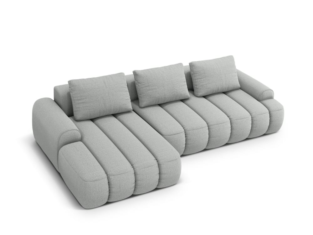 CXL by Christian Lacroix 3-Sitzer Schlaf-Ecksofa + Container aus strukturiertem Stoff hellgrau Öko-Tex Zertifikat - Stoff