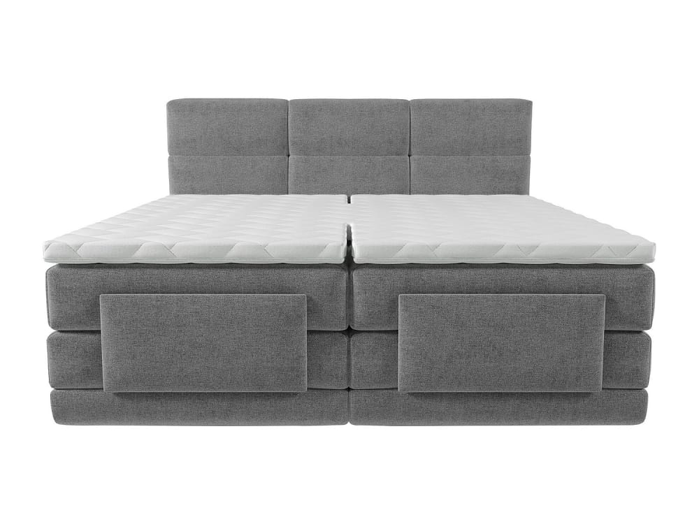 Lit boxspring polyester gris clair Lit boxspring polyester gris clair