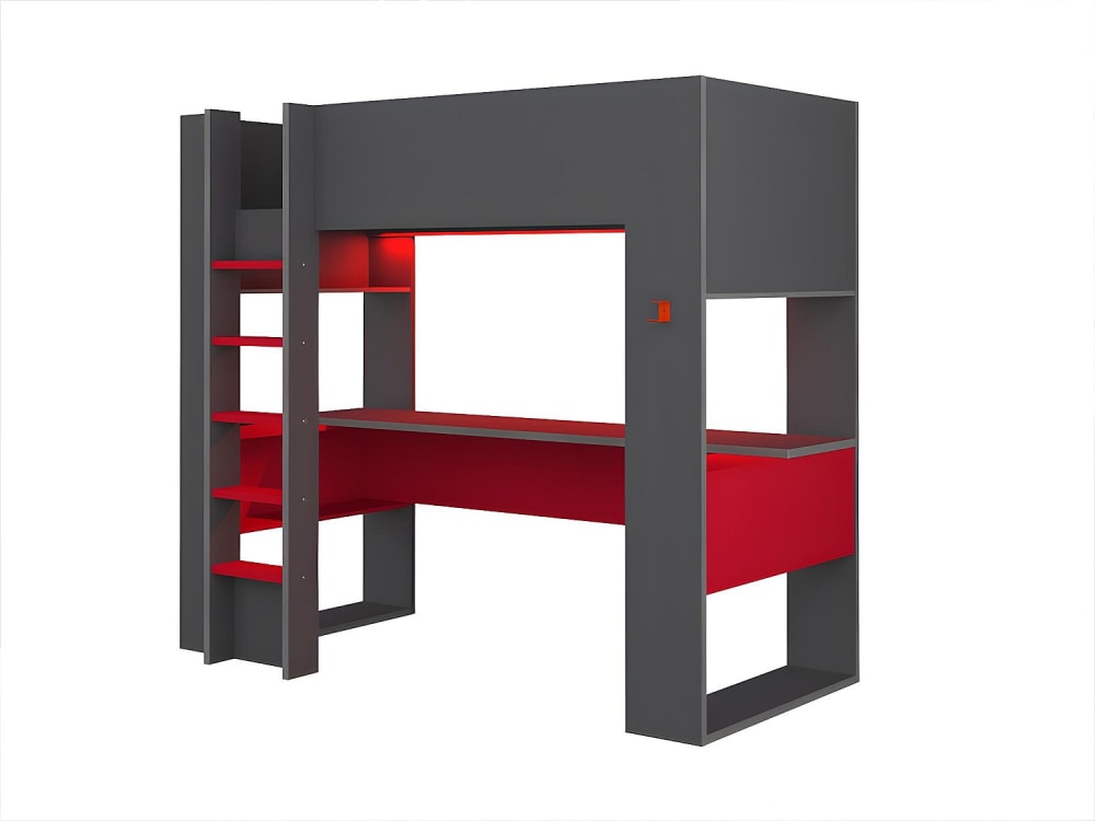Lit mezzanine panneau de particule gris anthracite 90 x 200
