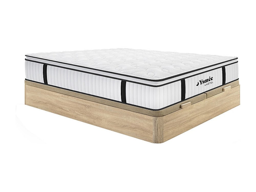 Matelas et sommier coffre panneau de particule naturel clair 180 x 200