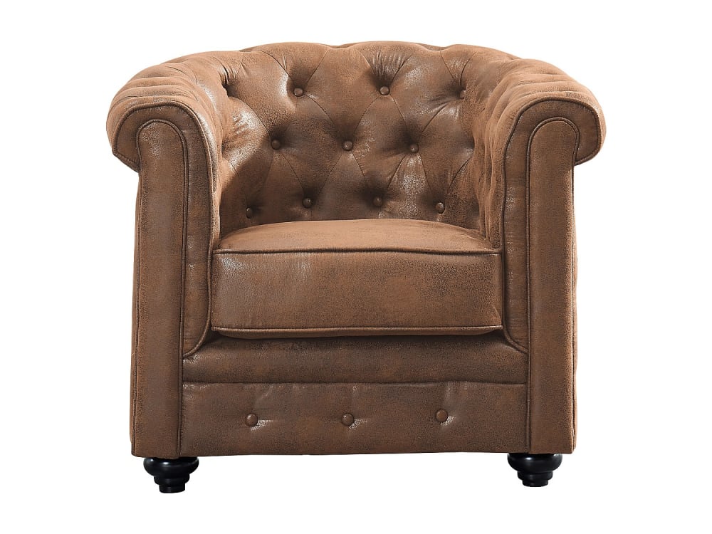Fauteuil droit microfibre marron — Beyit
