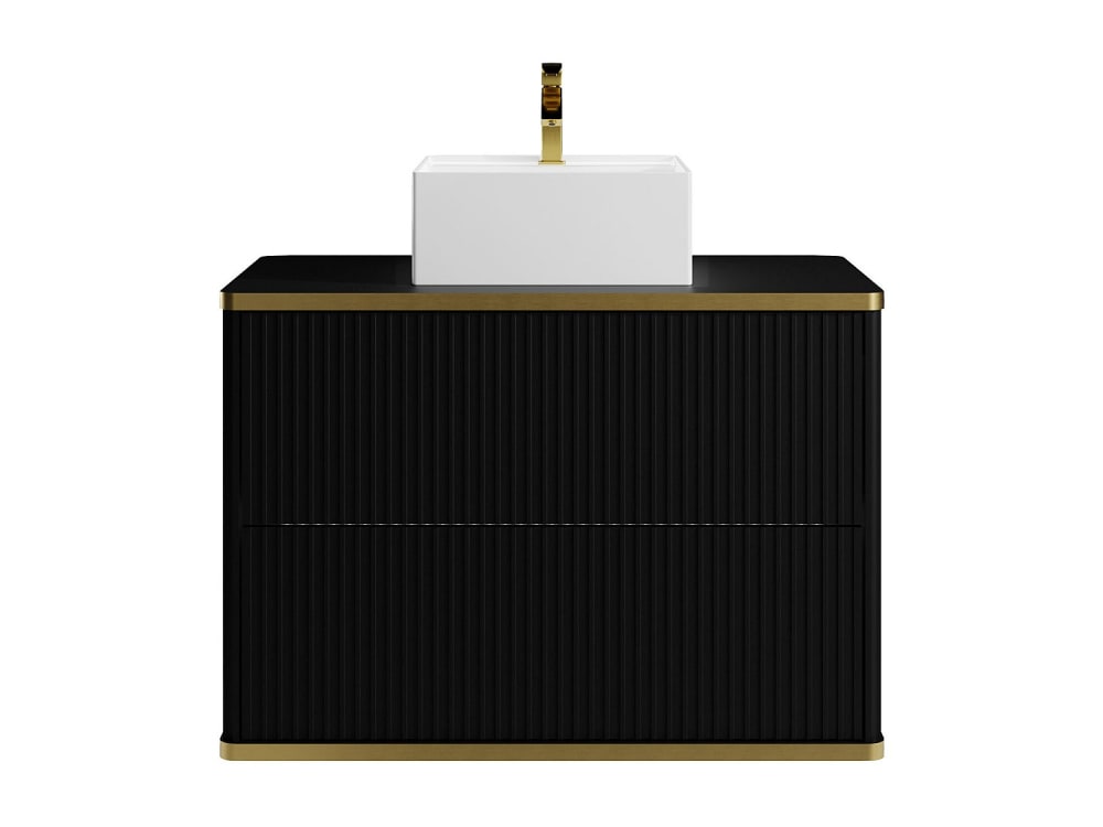 Meuble simple vasque effet bois noir