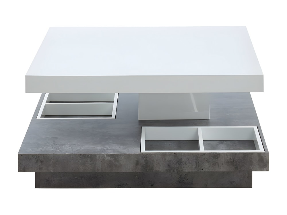 Table basse modulable effet bois gris, blanc