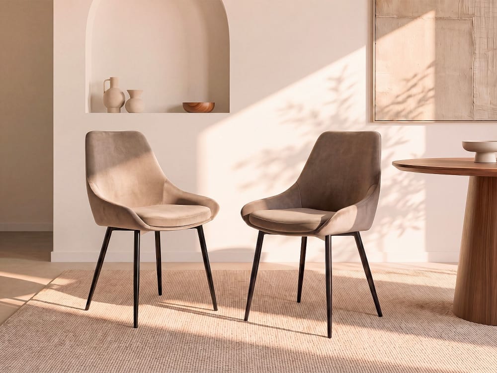 Lot de 6 chaises velours taupe