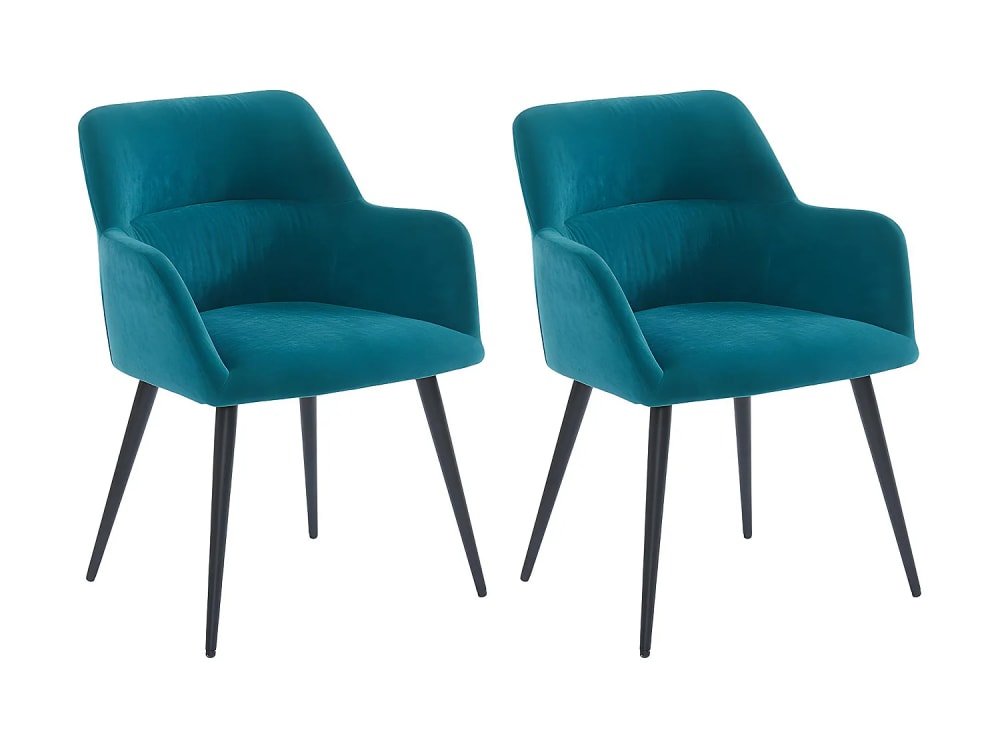 Lot de 2 chaises polyester bleu canard Lot de 2 chaises polyester bleu canard