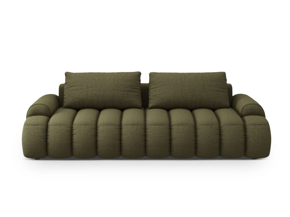 Canapé convertible coffre de rangement 4 places tissu structurel vert