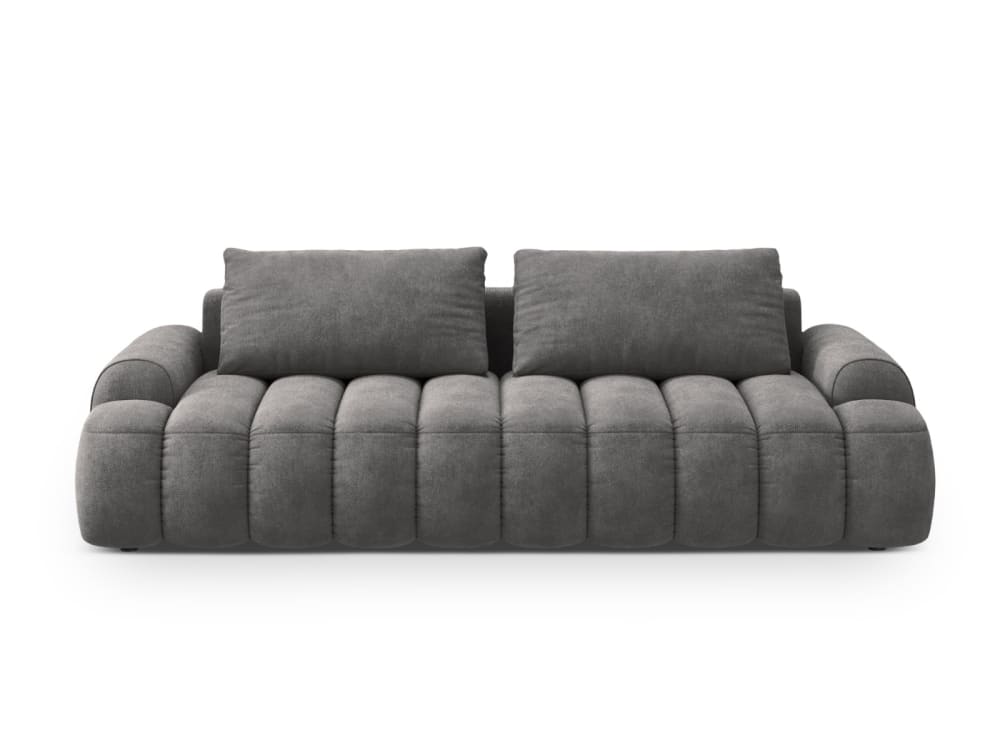 Canapé convertible avec coffre de rangement 4 places en velours gris