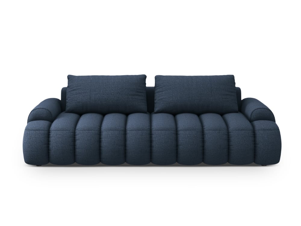 Canapé convertible coffre de rangement 4 places tissu structurel bleu