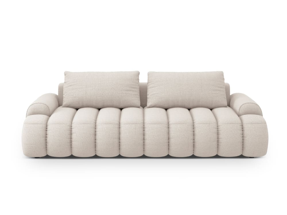 Canapé convertible coffre de rangement 4 places tissu structurel beige
