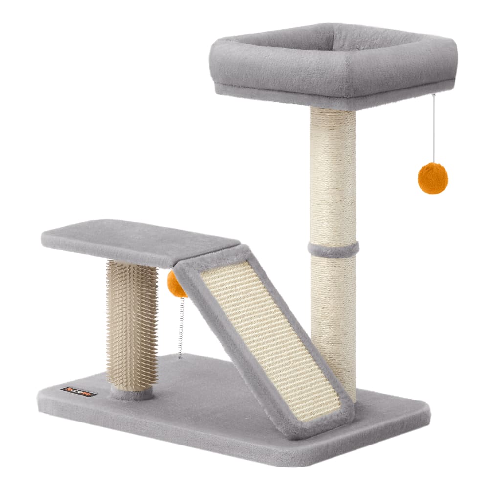 Griffoir pour chat en sisal avec lit et rampe 60 x 45 x 66.6 cm gris Griffoir pour chat en sisal avec lit et rampe 60 x 45 x 66.6 cm gris
