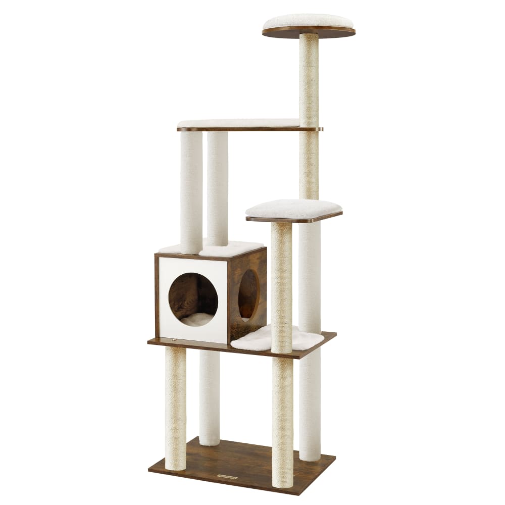 Arbre à chat 165 cm coussins lavables et amovibles marron rustique