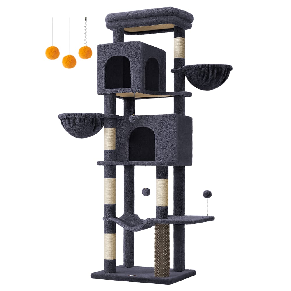 Grand arbre à chat de 175 cm de haut toilettage autonome gris foncé