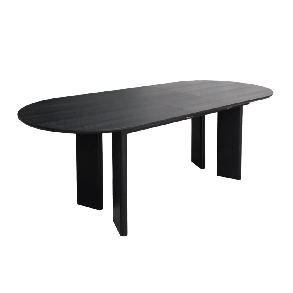 Table à manger extensible bois d'hévéa et placage chêne noir 6-8