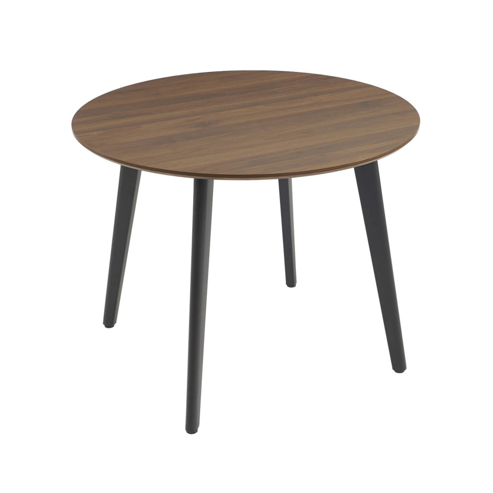 Table à manger ronde effet noyer pieds métal 4 places