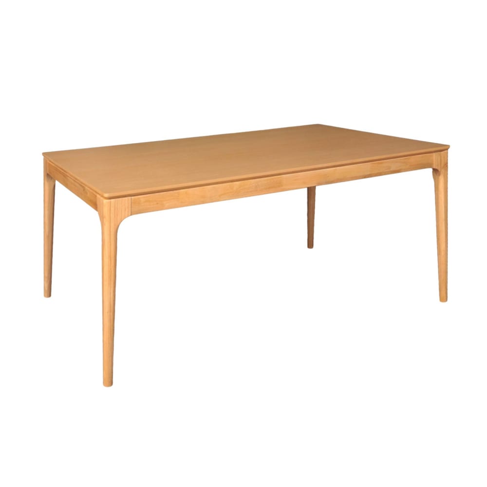 Rechteckiger Esstisch aus Hevea-Holz und Eschenfurnier,