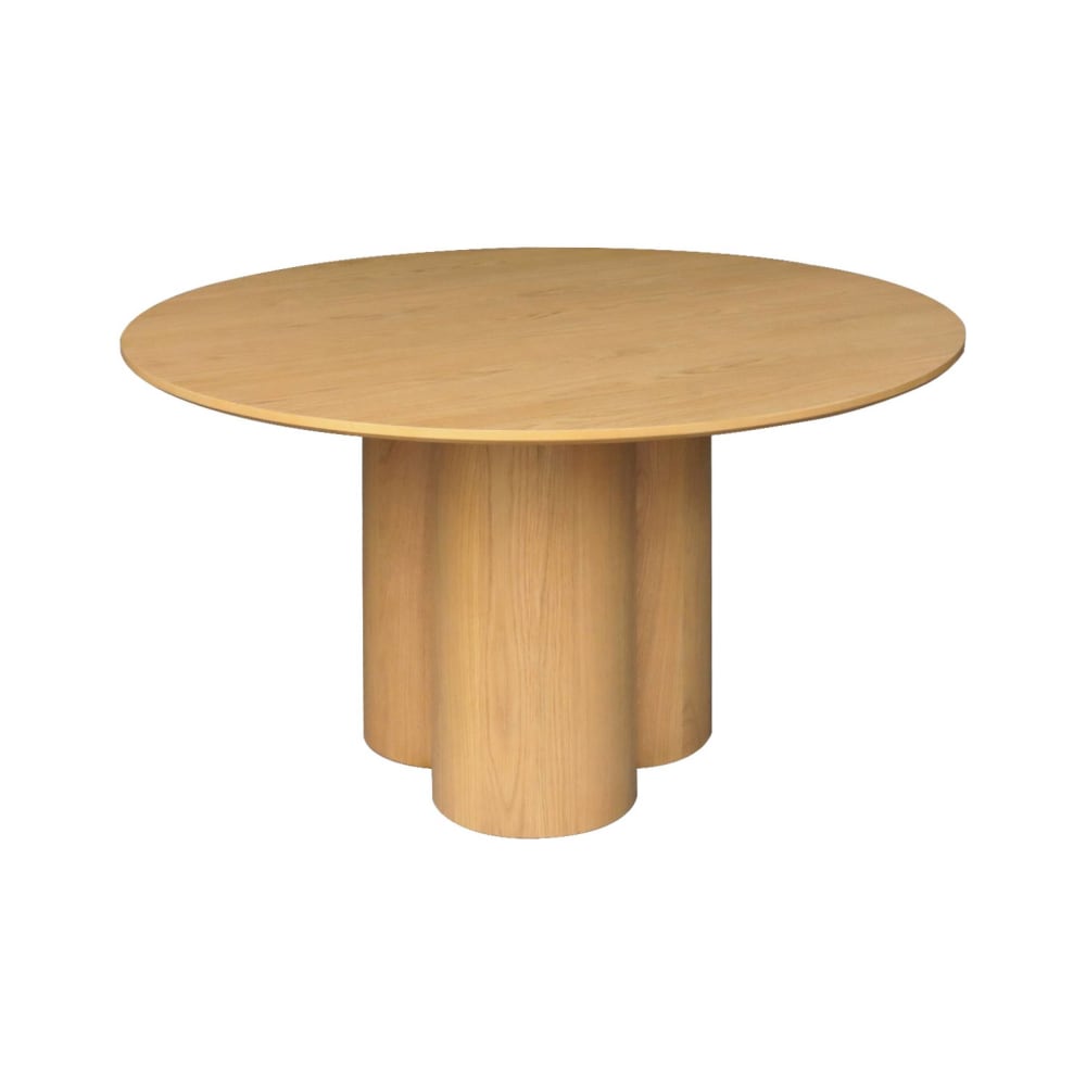 Runder Esstisch Hevea-Holz und Eichenfurnier naturfarben Ø130 cm