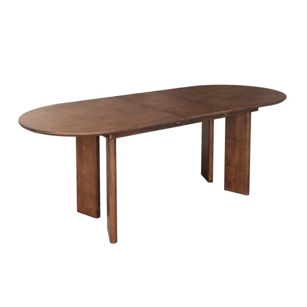 Table à manger extensible bois d'hévéa et placage chêne noyer 6-8