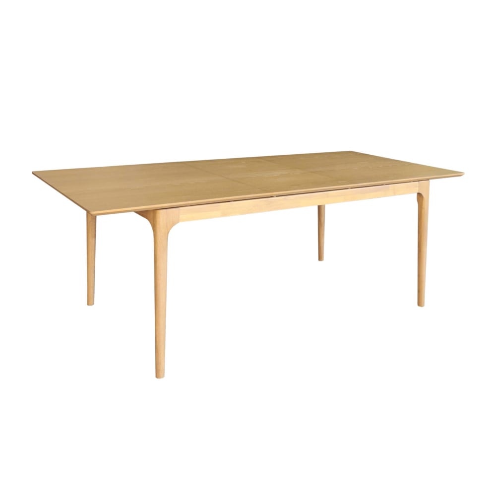 Table à manger extensible bois d'hévéa et placage frêne naturel 6-8