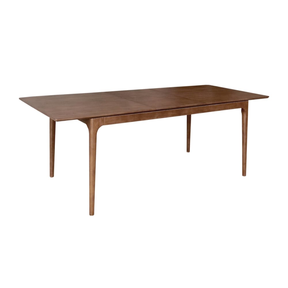 Table à manger extensible bois d'hévéa et placage frêne noyer 6-8