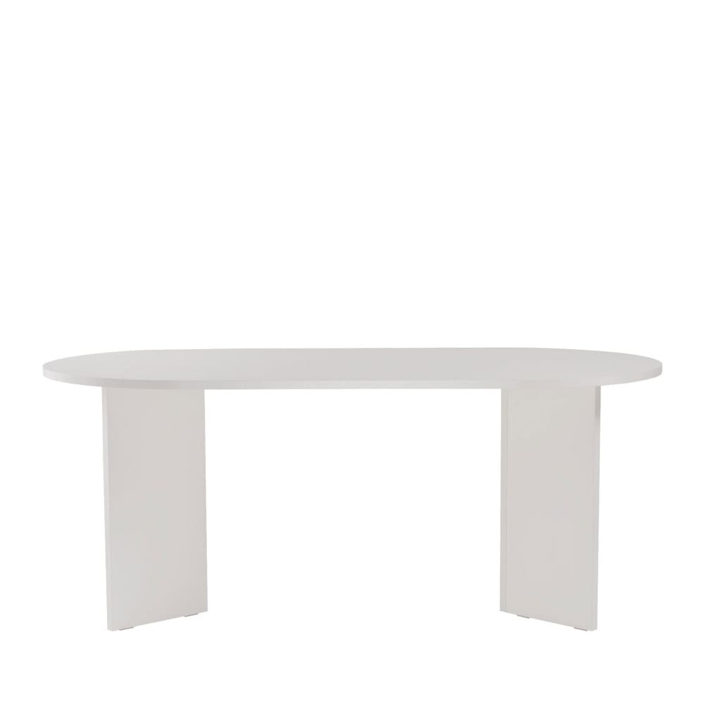 Table à manger 8 personnes ovale en bois - Blanc