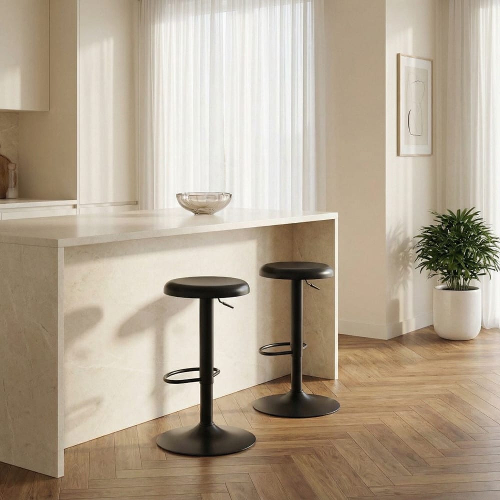 Tabouret de bar réglable en métal h60-81cm - noir