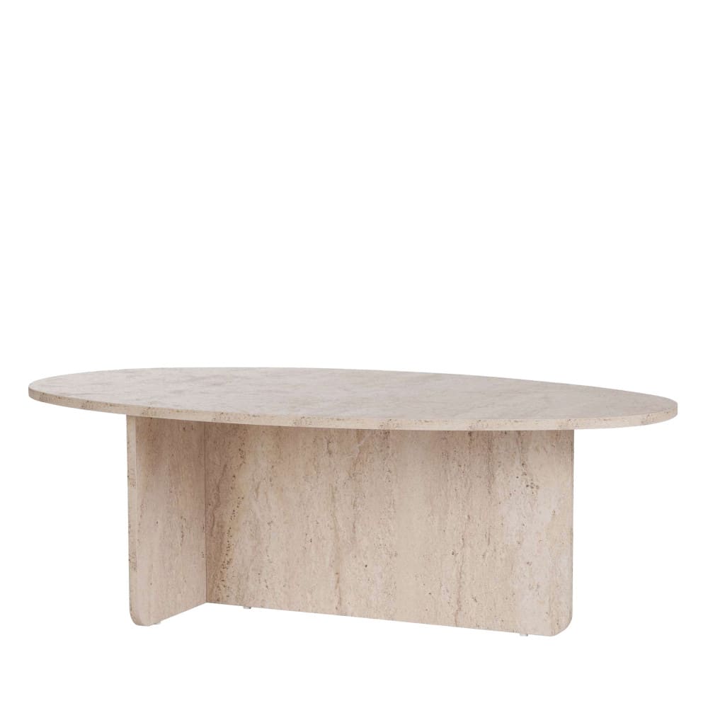 Table basse organique effet travertin 120x65cm - Beige