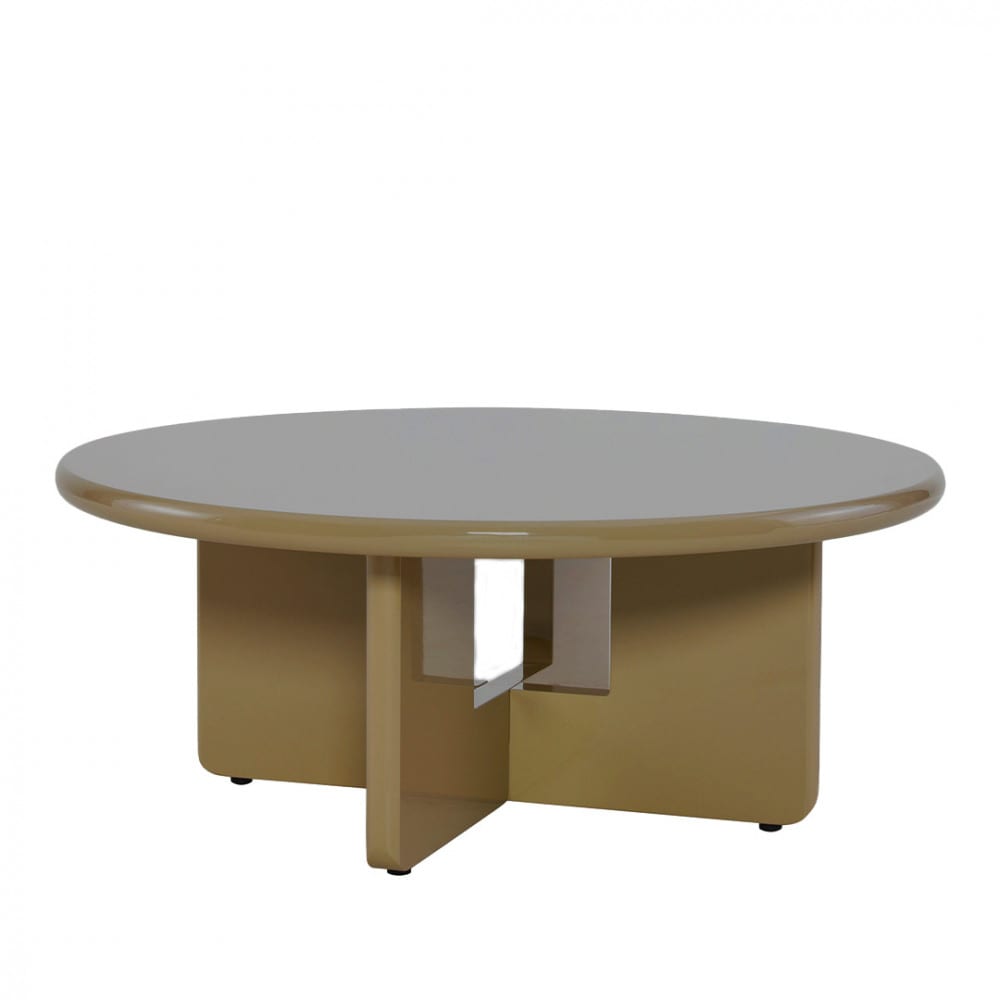 Table basse ronde en bois laqué ø80cm - Marron