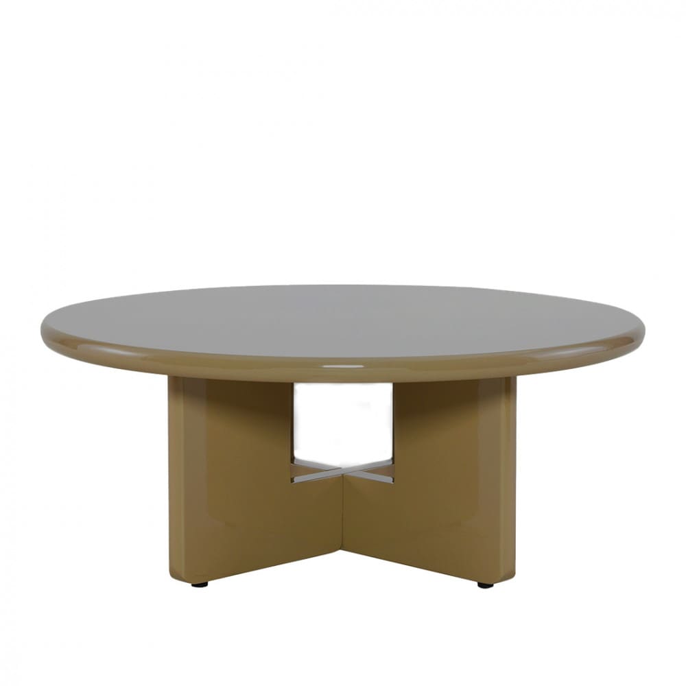 Table basse ronde en bois laqué ø80cm - Marron