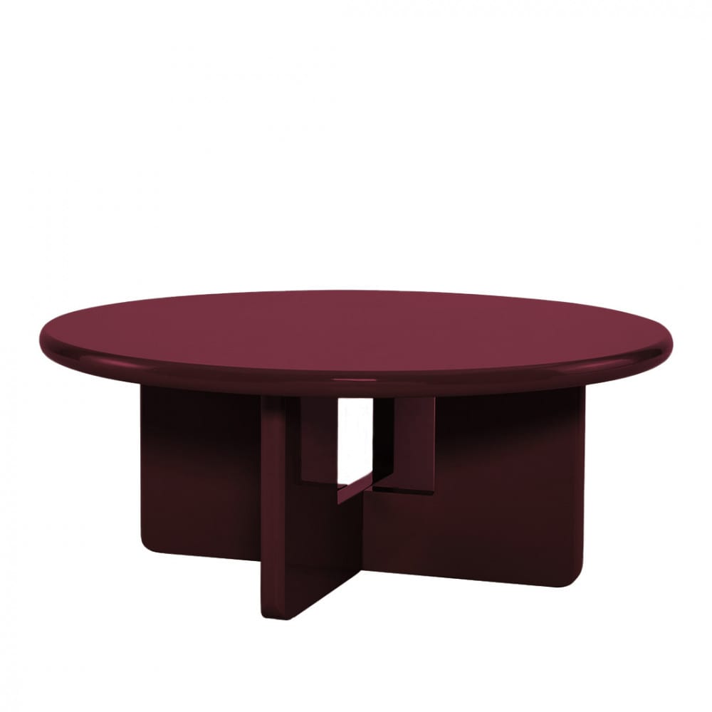 Table basse ronde en bois laqué ø80cm - Bordeaux