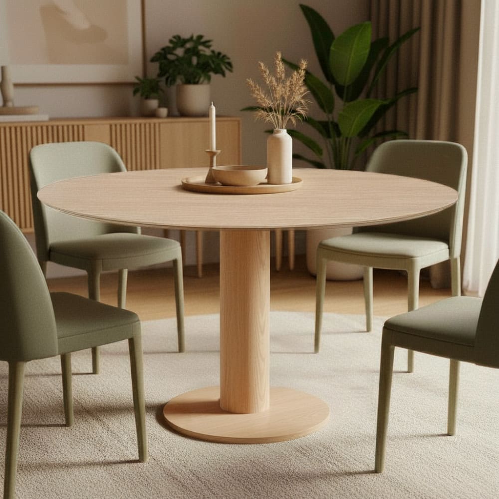 Table à manger 4 personnes ronde en bois ø100cm - Bois clair
