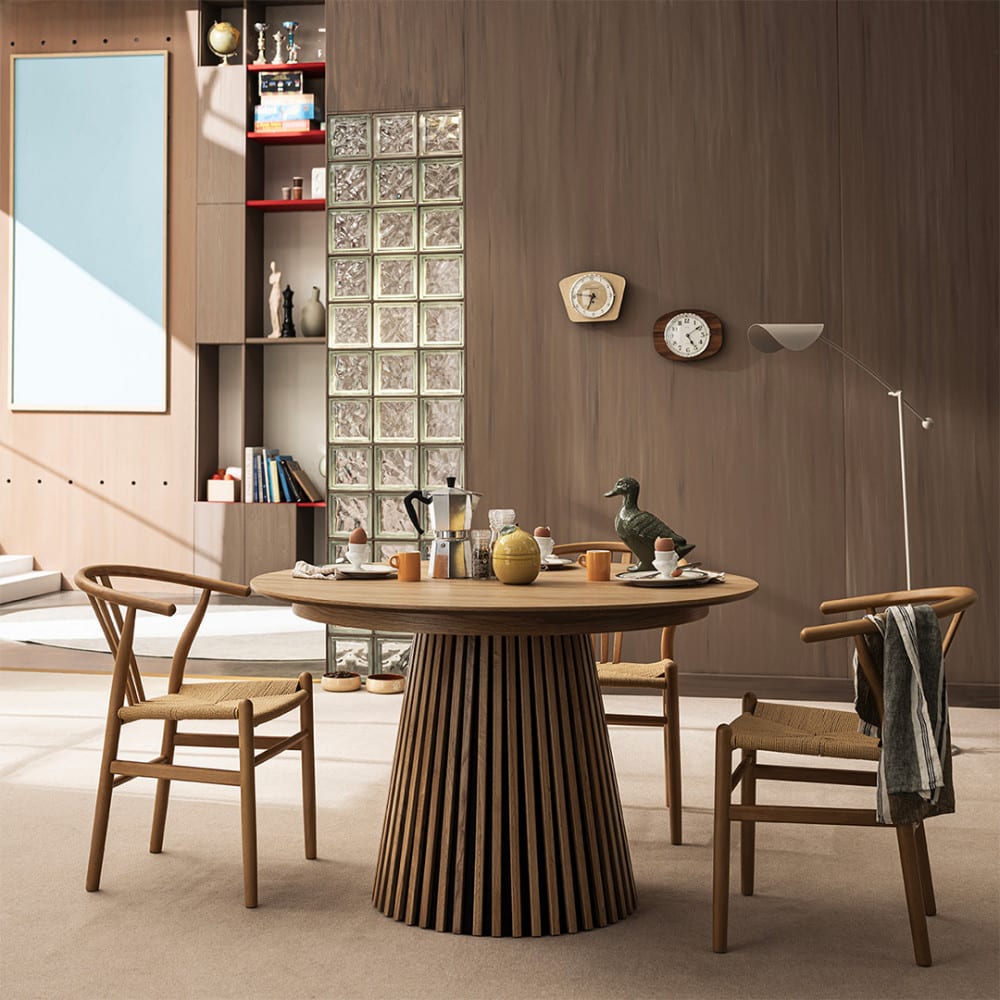 Table à manger extensible 4/6 pers bois ø120-200x120cm-bois clair