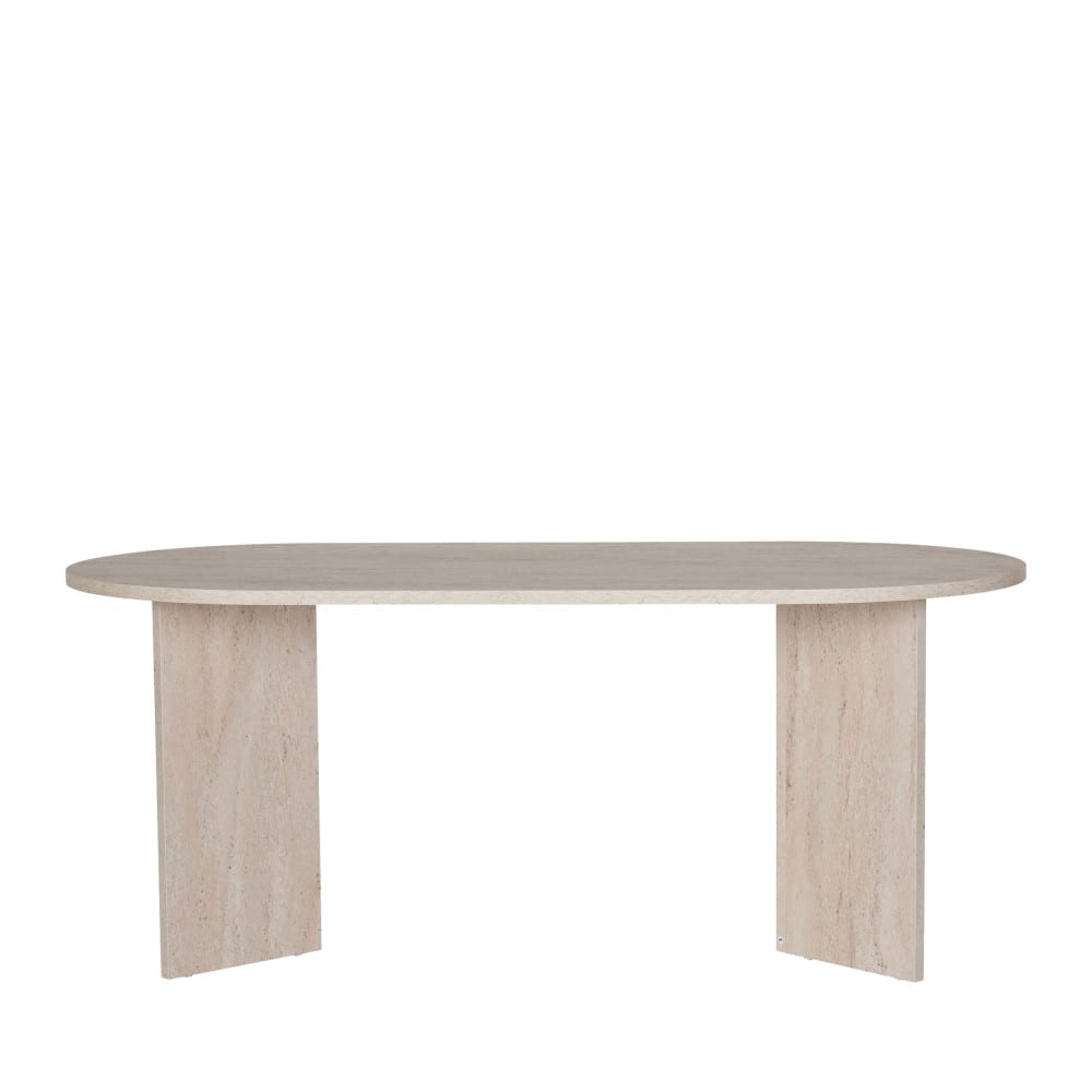 Table à manger 8 personnes effet travertin - Beige