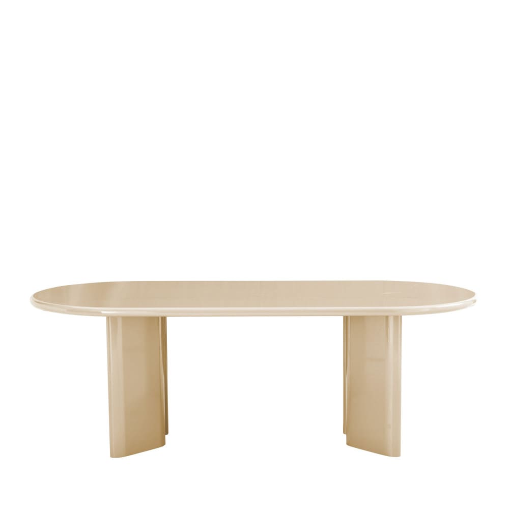 Table à manger 6 personnes ovale en bois laqué - Grège
