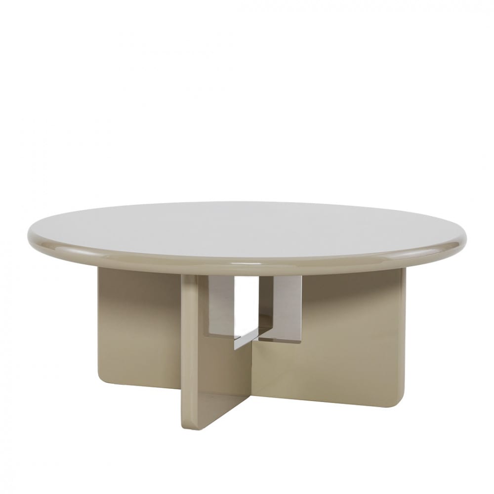 Table basse ronde en bois laqué ø80cm - Grège