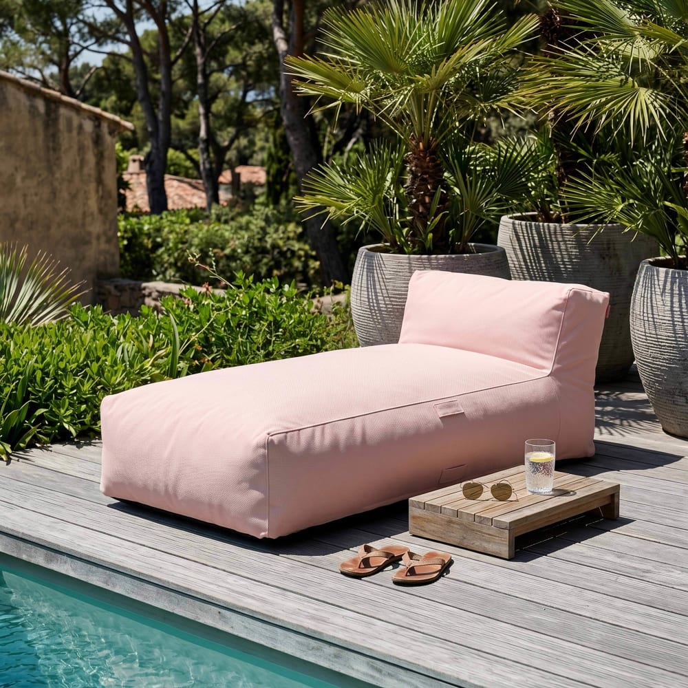 Méridienne pour salon de jardin modulable rose poudré