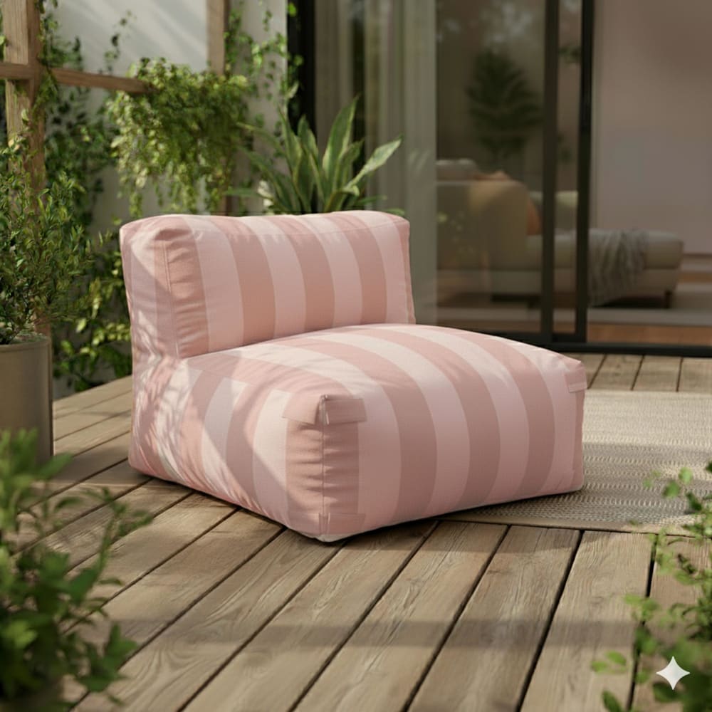 Fauteuil de jardin rayé pour canapé modulable rose poudré