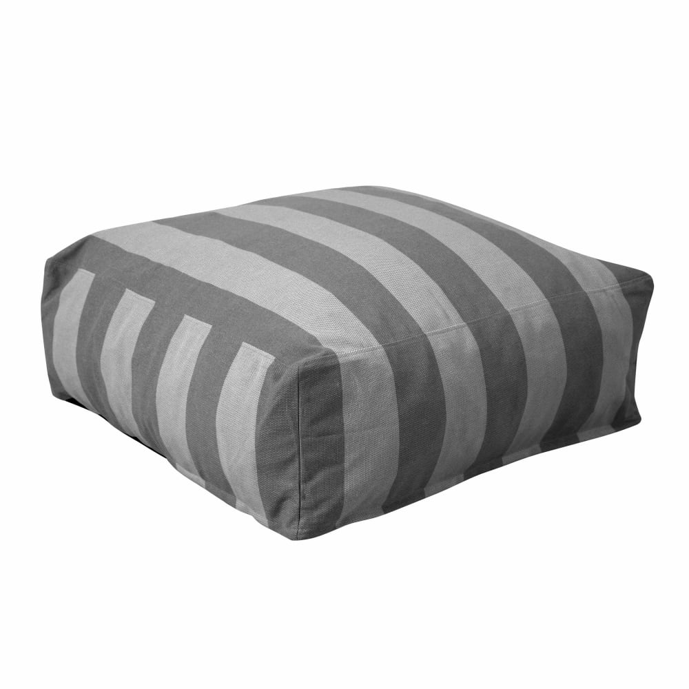Pouf rayé pour salon de jardin modulable gris anthracite