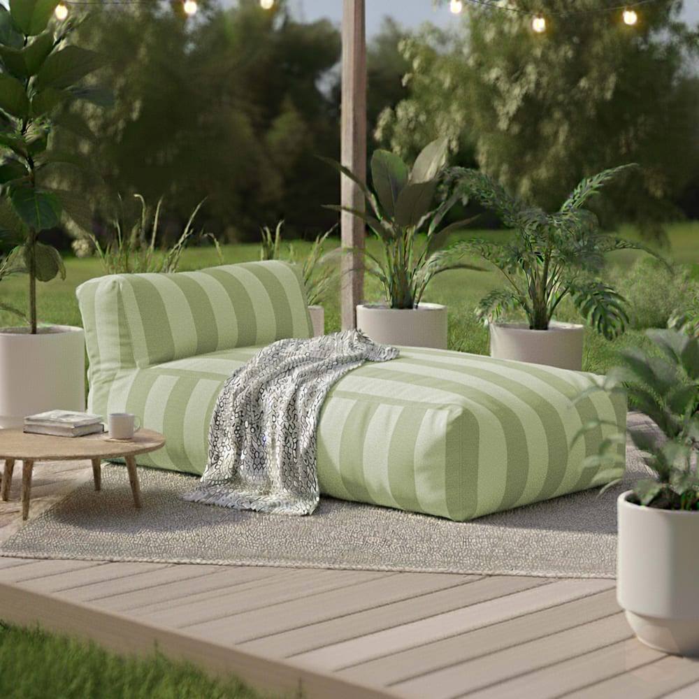 Méridienne rayé pour salon de jardin modulable vert cactus